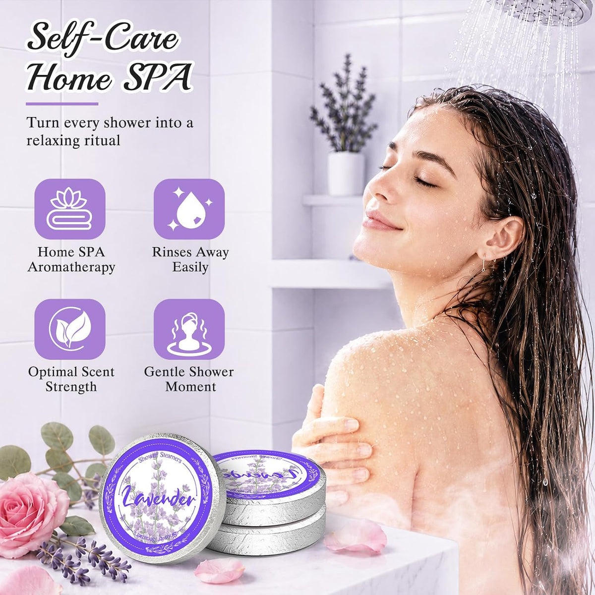 Linkax Shower Steamers Aromatherapy 8 Pcs, Christmas Gift for Women Purple