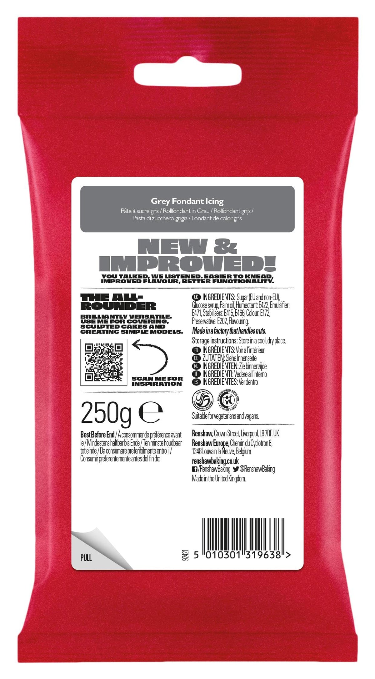 Renshaw White Ready to Roll Fondant Icing, 500 g (Pack of 1)