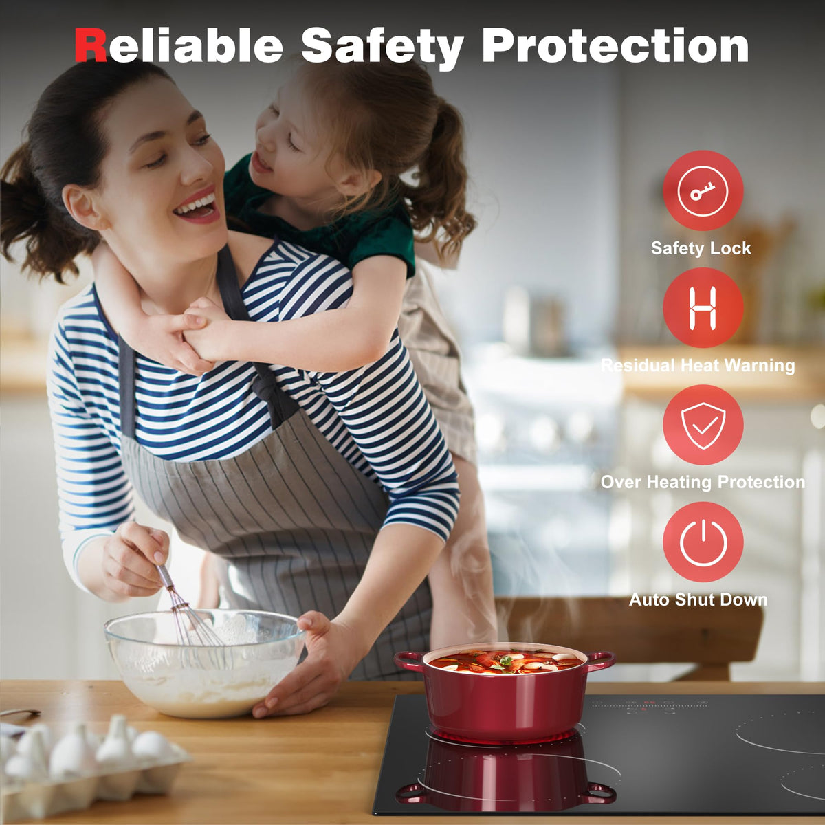 Hobsir Plug in Ceramic Hob, 2 Ring Electric Hob 60 cm