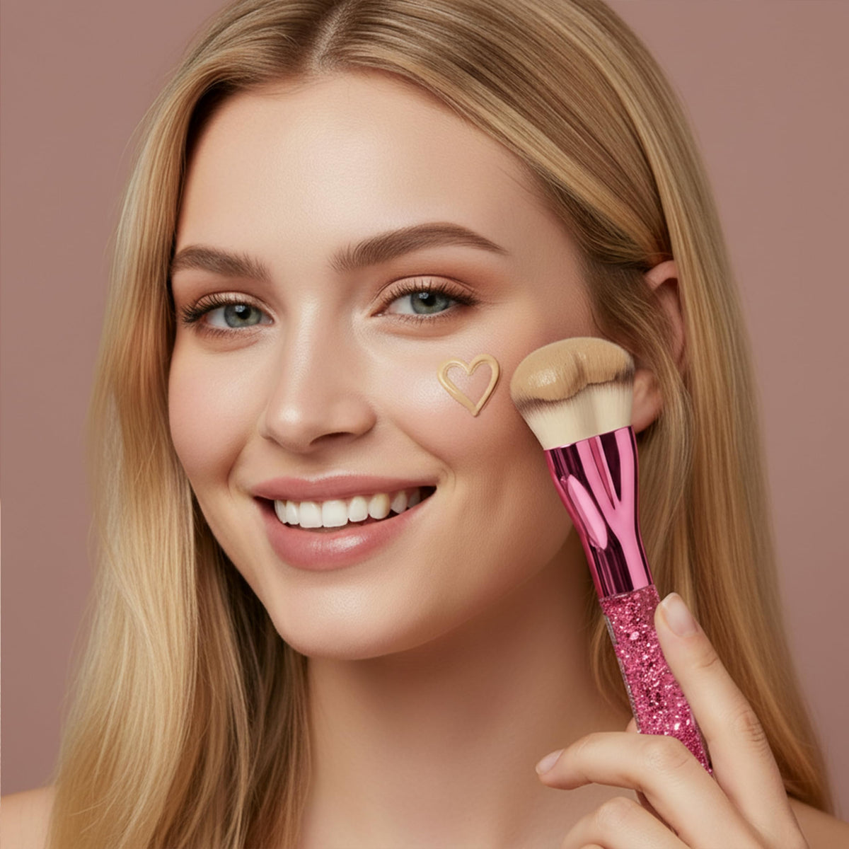 Make Up Brush Foundation Kabuki Flat Top, Perfect For Blending Liquid Cream