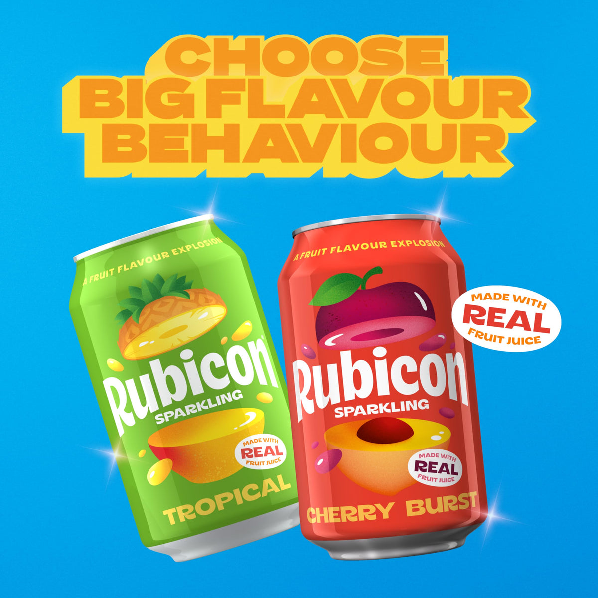 Rubicon Mango Sparkling Fruit Soft Drink, 6 Pack, 330ml Cans