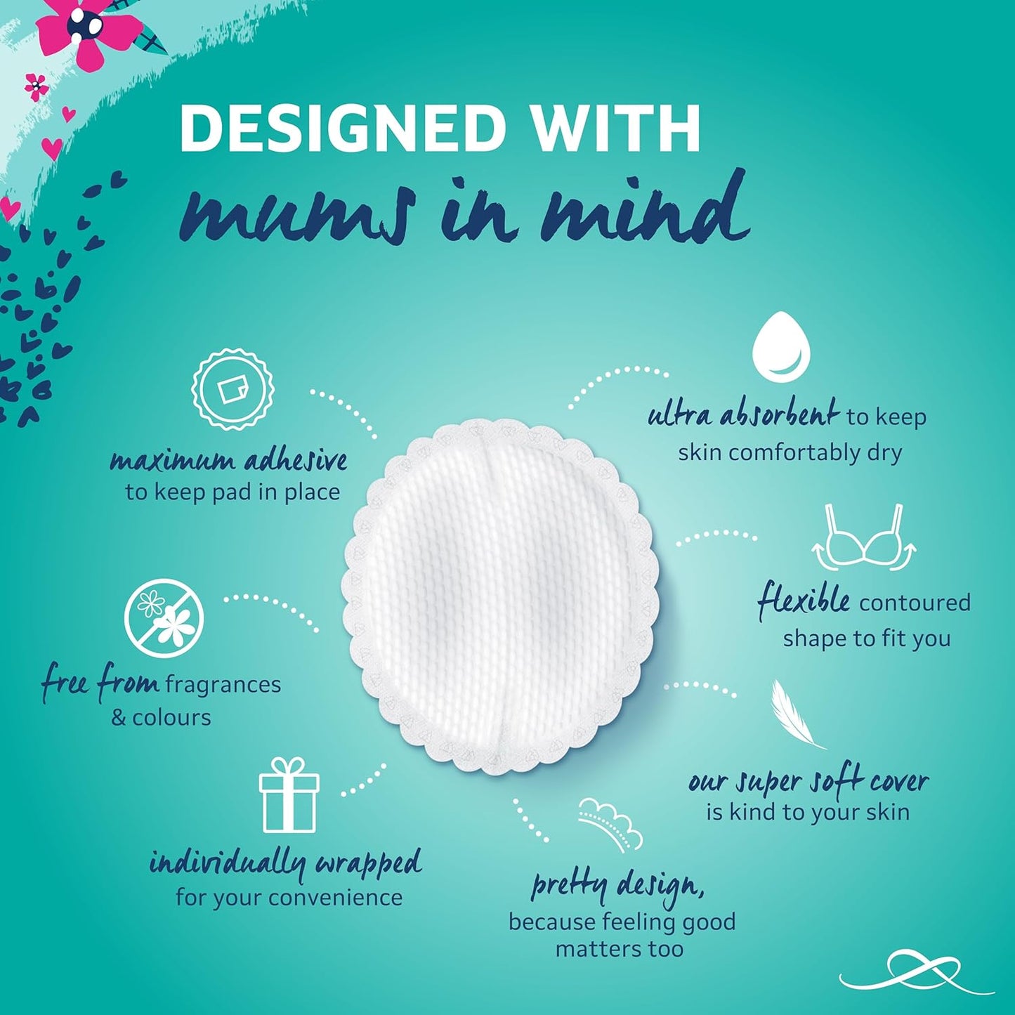 Lil-Lets Maternity BreastPads, X 120 Count, Disposable Nursing Pads, for Breastfeeding Mums, Individually Wrapped, Ultra Slim & Absorbent, 4 Packs