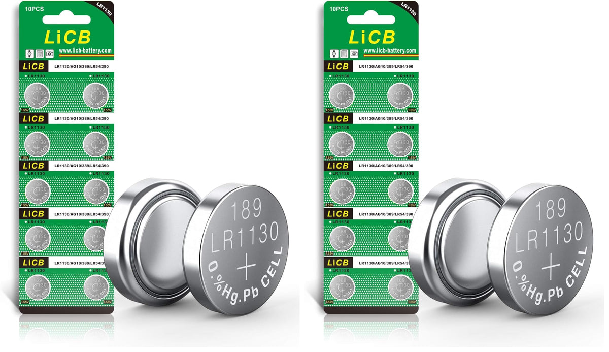 LiCB 10 PCS LR1130 AG10 SR1130 LR54 Battery 1.5V Button Coin Cell Batteries,Used in Many Small Electronics, Watch, Calculators, Toys