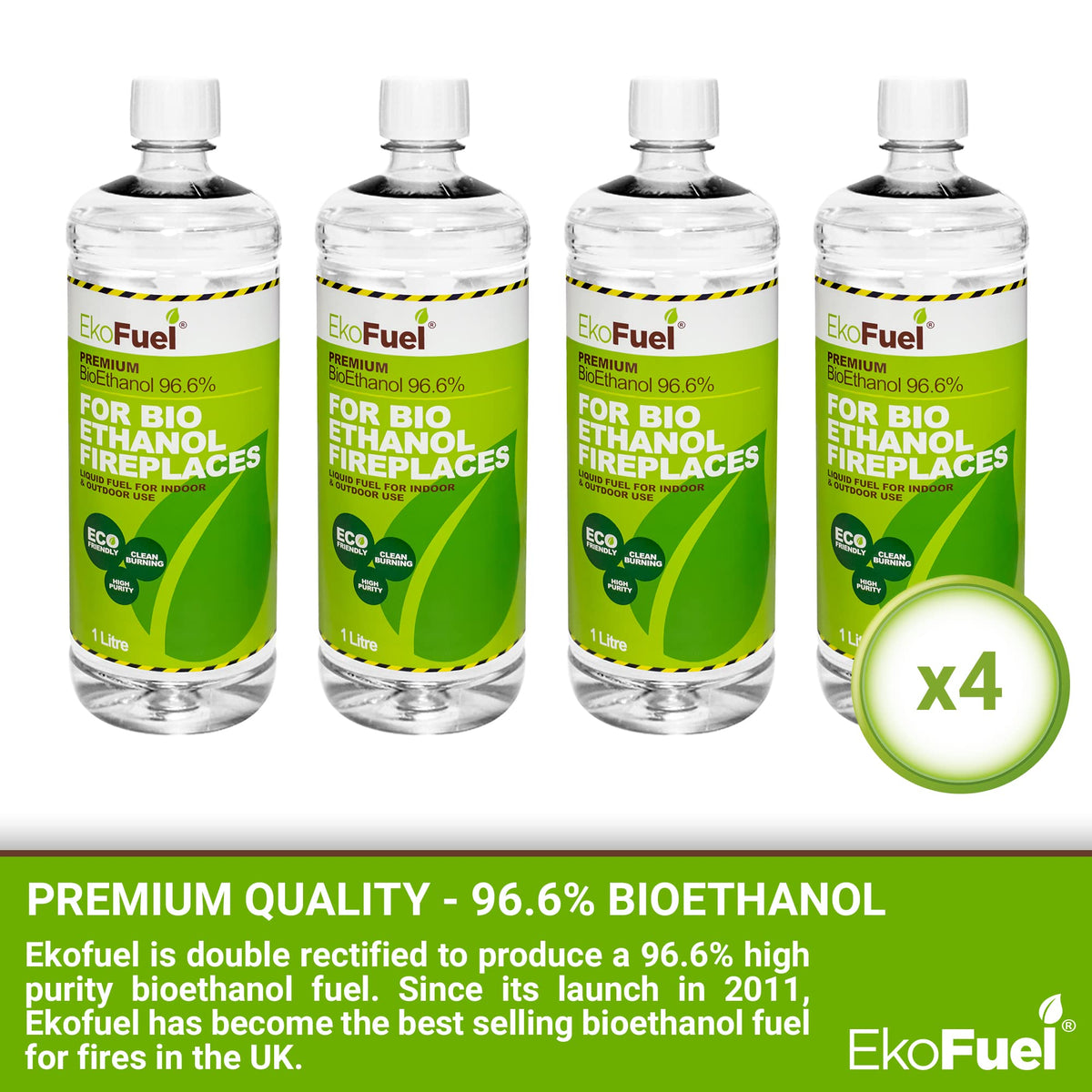 EKOFUEL (12 x 1 Litre) Premium Bioethanol Fuel – Liquid Fuel for Fires Pits, Fireplace | High Purity Clean Burning Bio | Indoor & Outdoor Ethanol Fuel