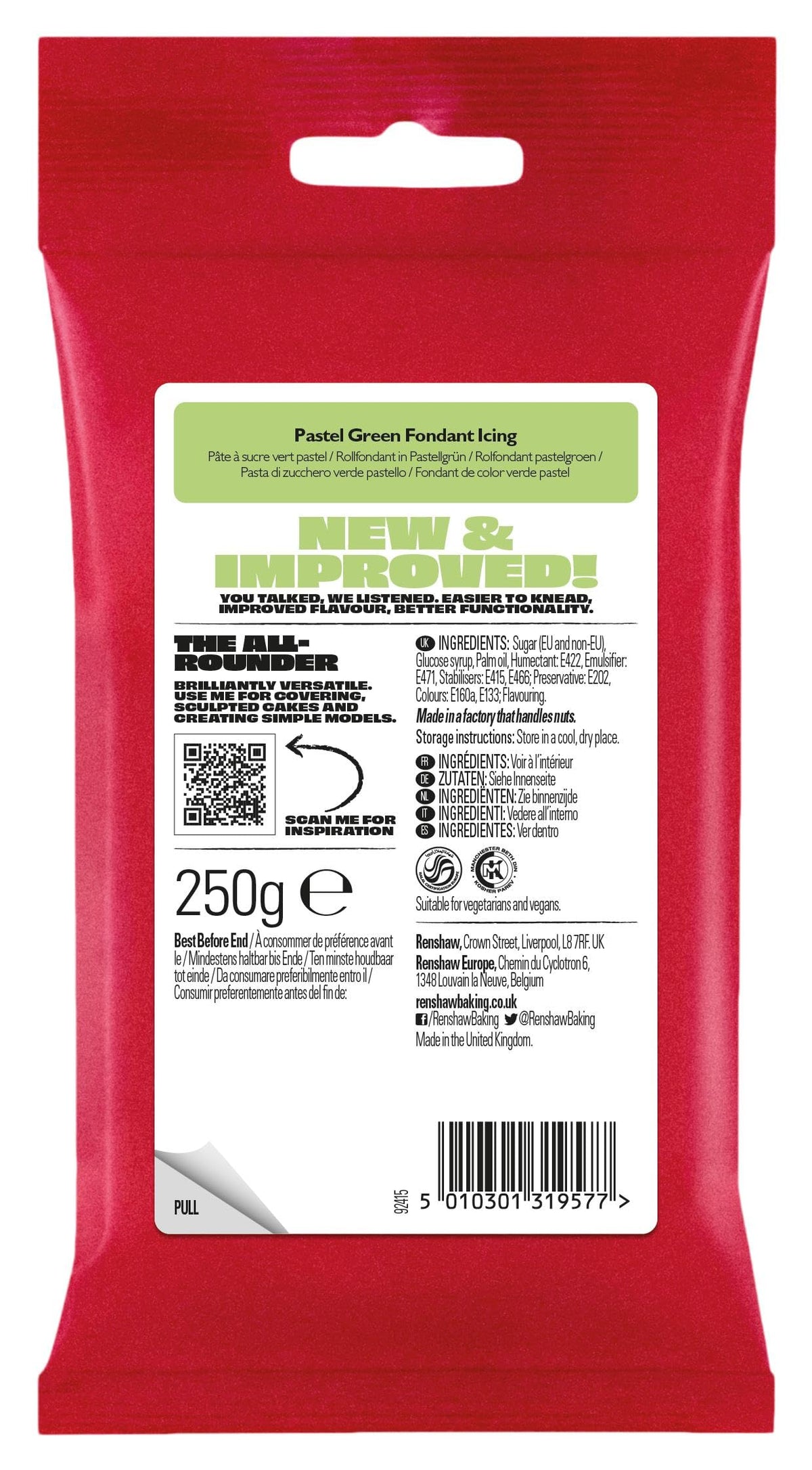 Renshaw White Ready to Roll Fondant Icing, 500 g (Pack of 1)