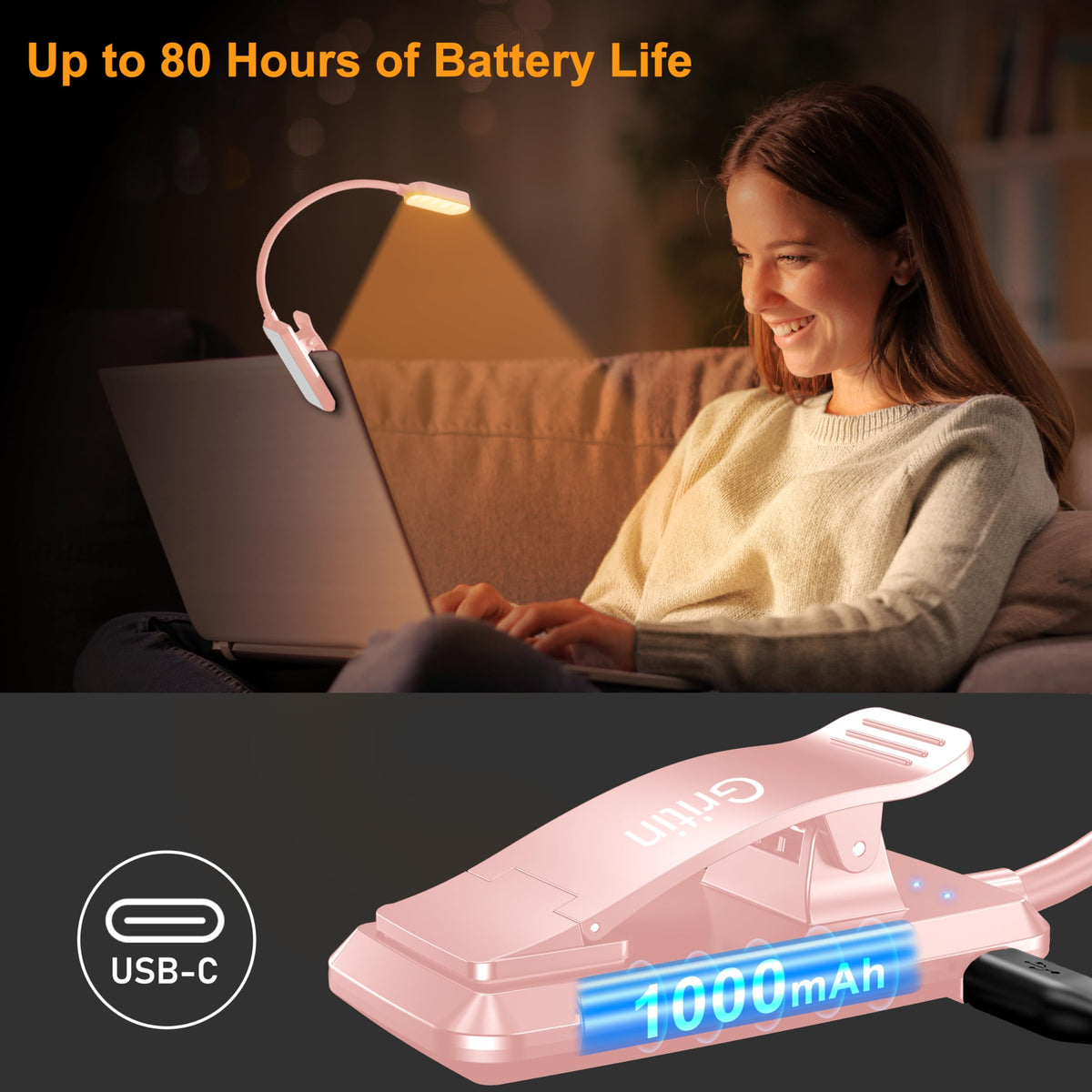 Gritin 16 LED Reading Light, Book Light - Eye Caring 3 Color Temperatures