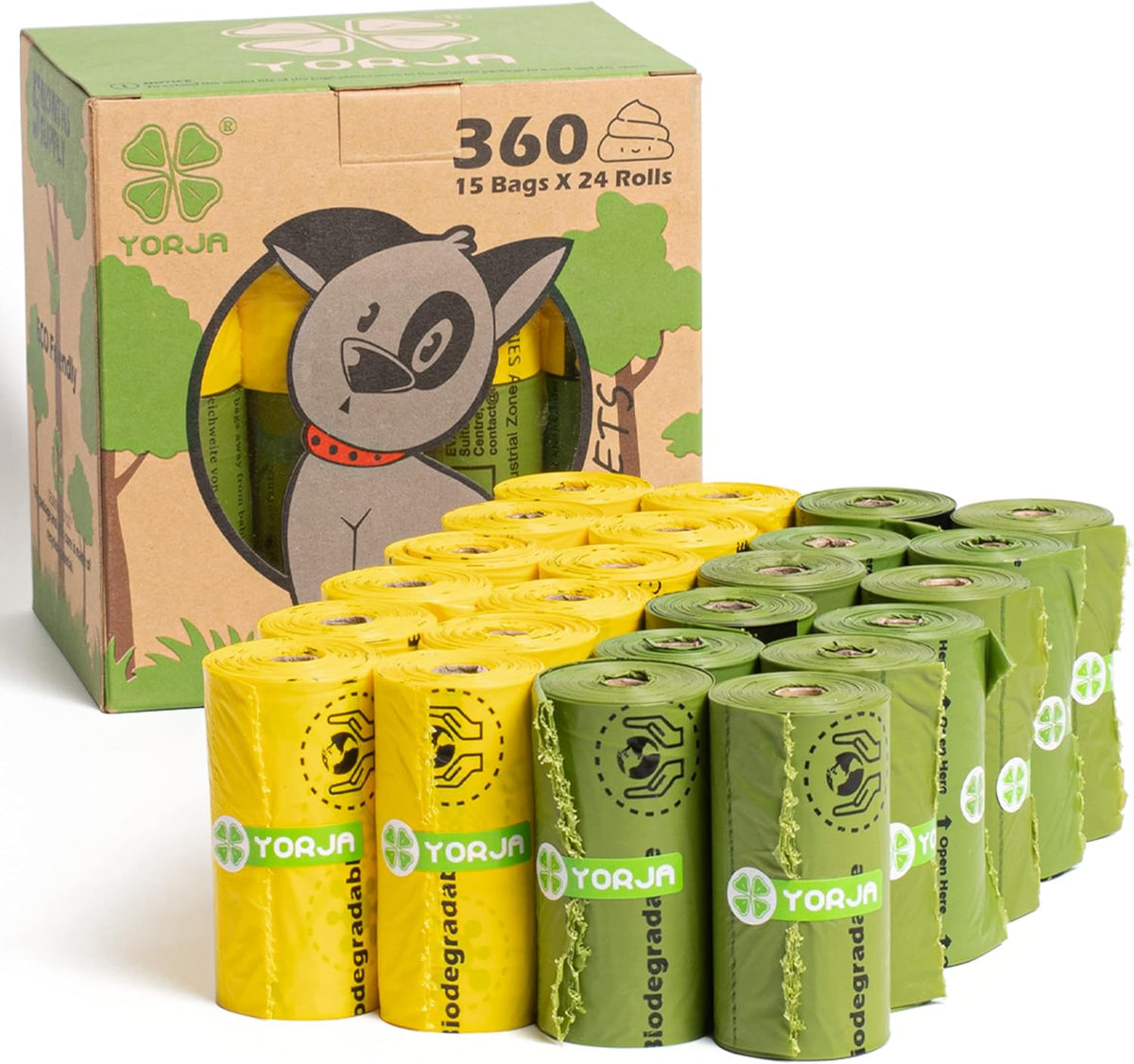 Dog Poo Bags, 360 Pet Poop Bags, Extra Thick and Strong 100% Leak-Proof Biodegradable Waste Bags