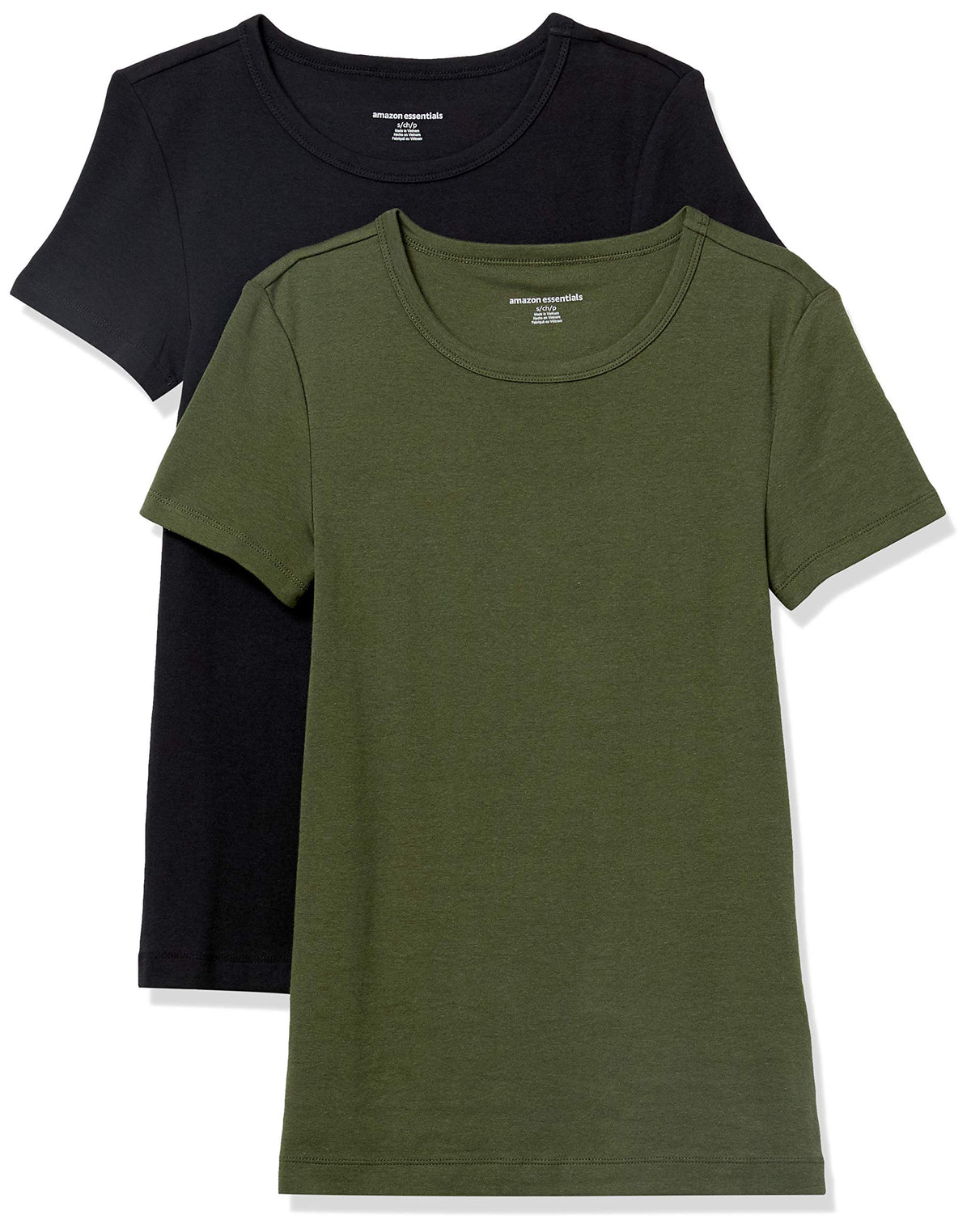 Amazon Essentials Women's Slim-Fit Short-Sleeve Crewneck T-Shirt, Pack of 2