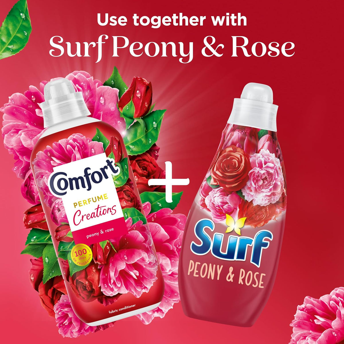 Comfort Creations Peony & Rose Fabric Conditioner with Stay Fresh technology for 100 days of freshness + fragrance* 8x 900 ml (240 washes)