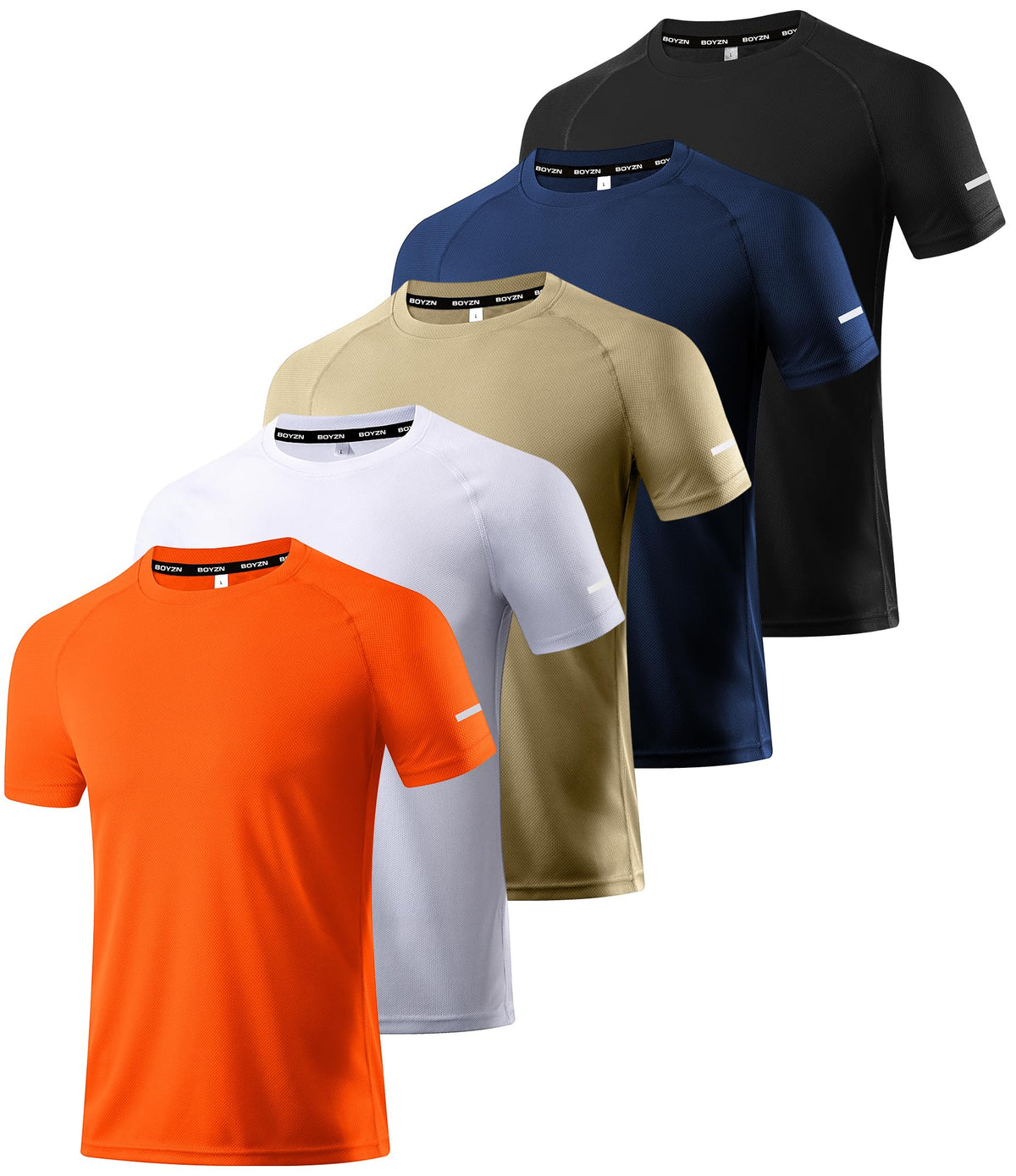 Boyzn 1, 3, 5 or 7 Pack Men's Workout Running Shirts, Dry Fit Moisture Wicking T-Shirt, Gym Athletic Short Sleeve Tee Shirts