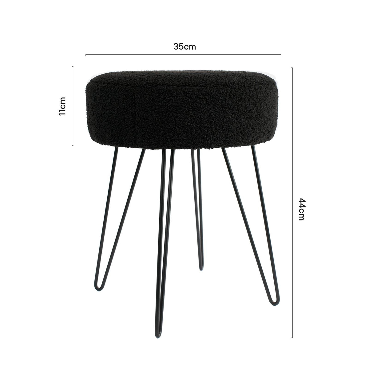 Stool Boucle Fleece Chair Dressing Table Vanity Seat Pouffe Home Spa Foot Rest