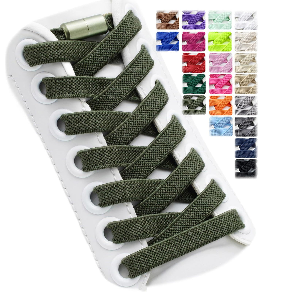 2 Pairs Elastic Shoe Laces for Trainers, 8mm Shoelace