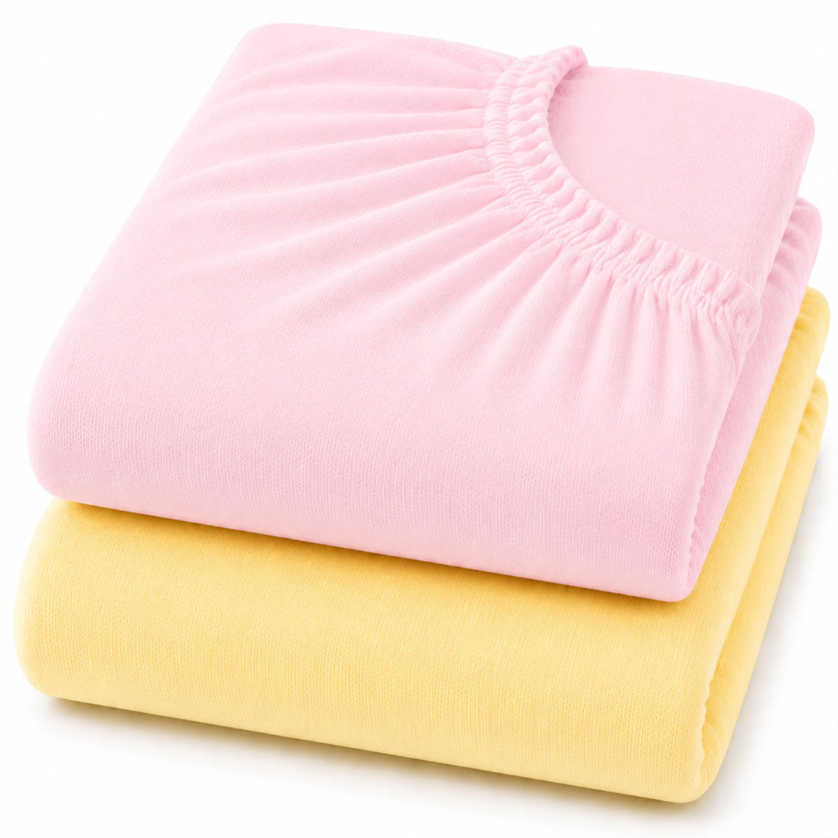Dudu N Girlie Bedside Crib Sheets 85x51cm – Pink, 2 Pack, Soft Jersey Cotton Fitted Bedding for Co Sleeper & Baby Cribs