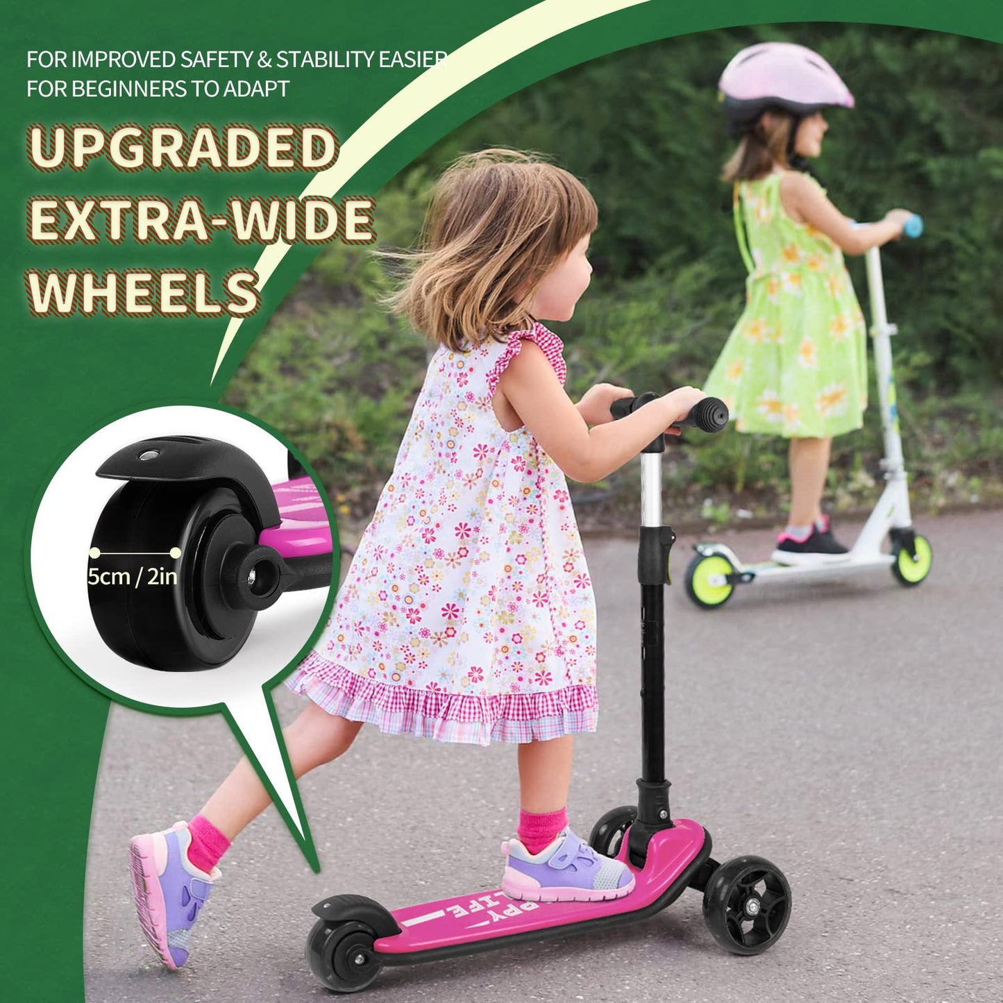 besrey 3-Wheel Toddler Scooter with Lean-to-Steer — Foldable, Anti-Slip Deck | Max 50 kg