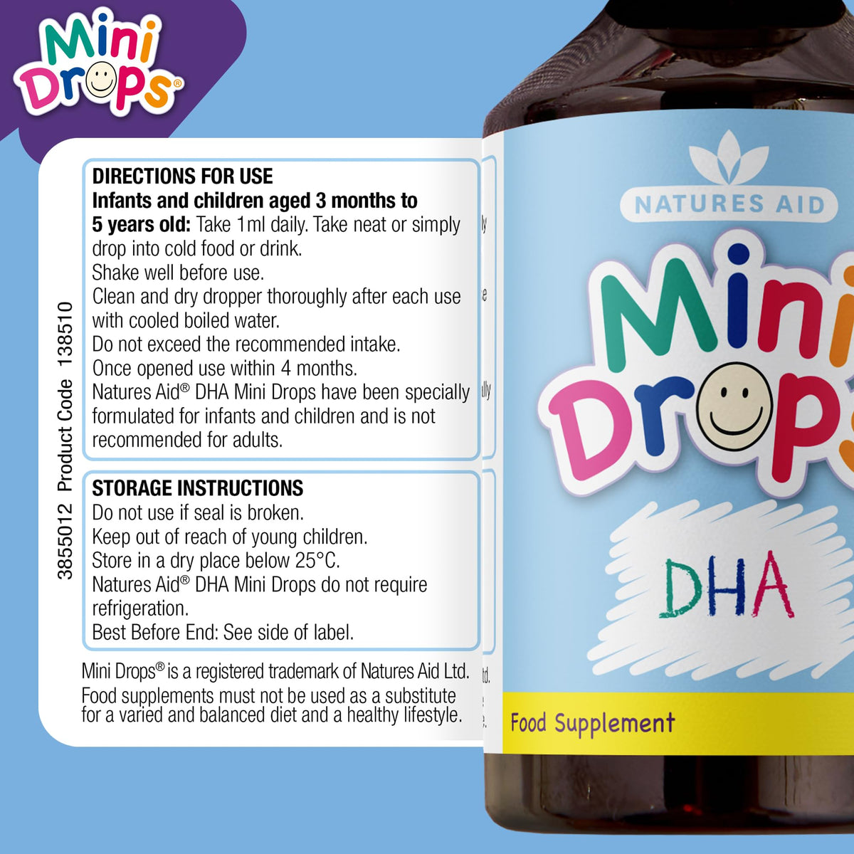 Natures Aid Mini Drops Multi-Vitamin for Babies, Kids & Children 50ml
