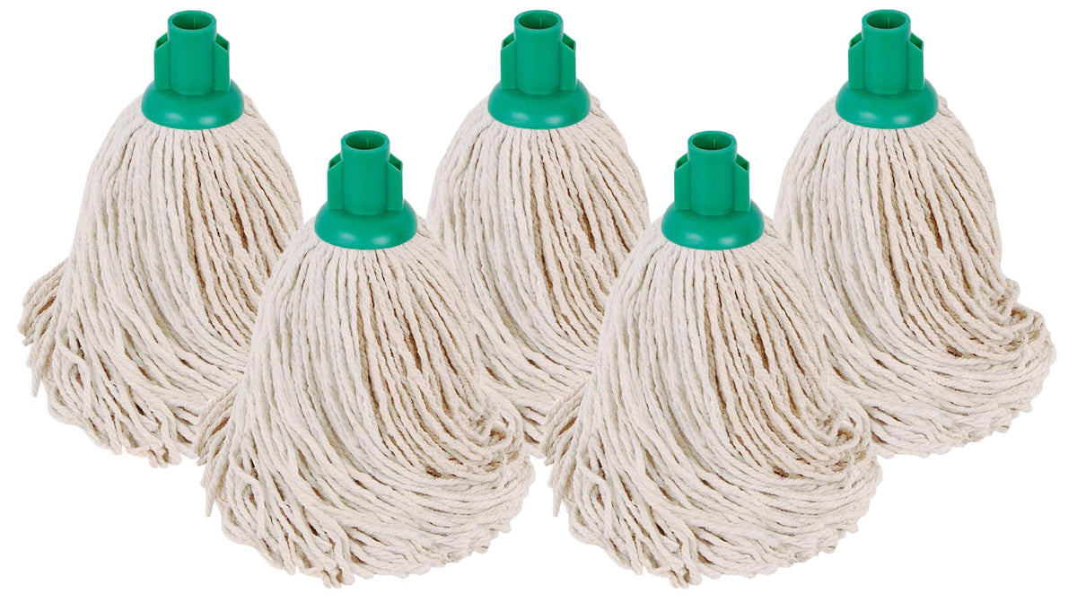 Abbey No.16 Socket Cotton Mop heads Replacement Pack of 5 – Super Absorbent String Mop Universal Screw On Socket - Floor Cleaning Heavy Duty mop head ( Blue )