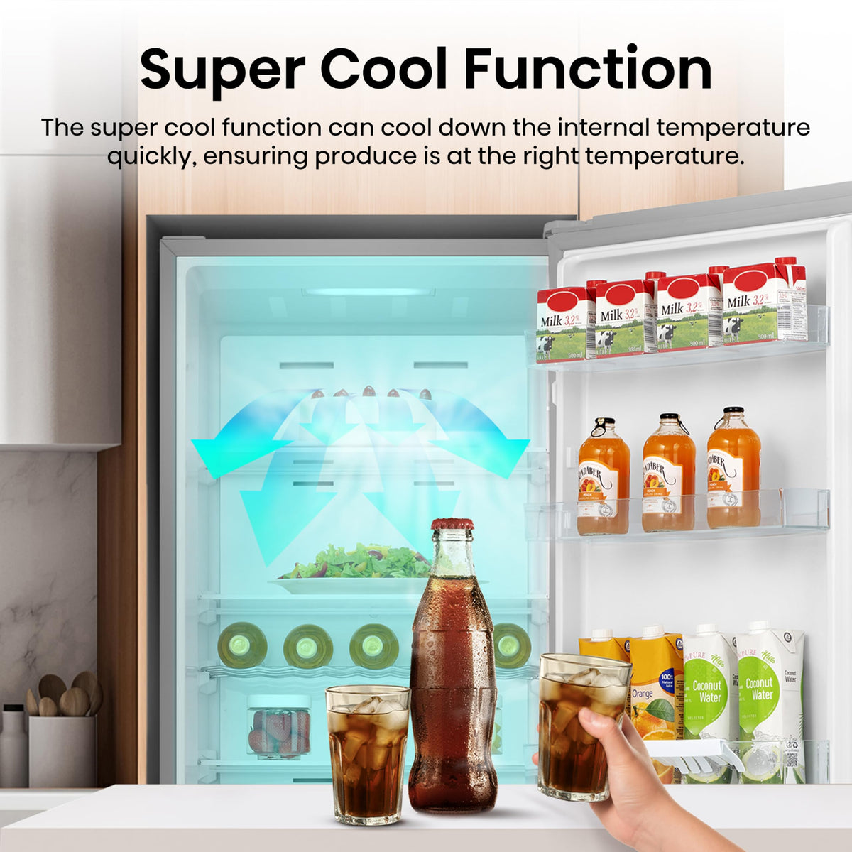 Hisense FV298N4ACE Tall Freestanding Freezer 240 Litre Capacity Total No Frost with LED Display 59D x 59.5W x 172H cm - Stainless Steel, Silver