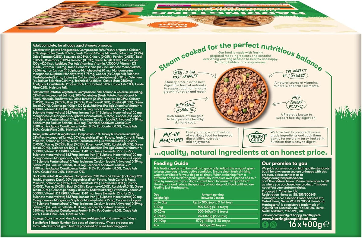 Harringtons Complete Wet Adult Dog Food Trays Mixed Pack 16x400g