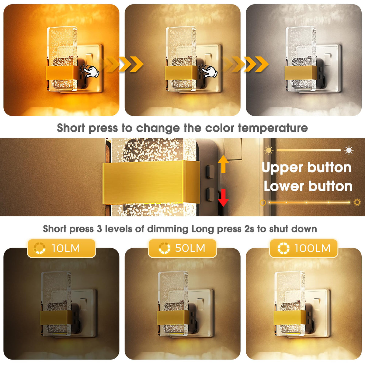 LOHAS-LED Night Light Plug in Wall with Motion Sensor, Dimmable Night Light