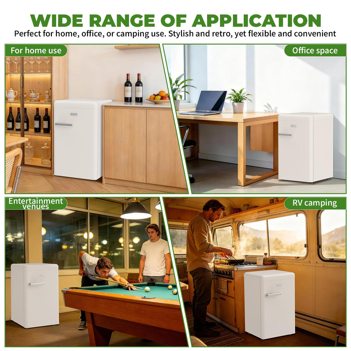 LIKEEM Retro Mini Fridge 72L, 43dB Quiet, Vintage LED Cooler, 7 Temp