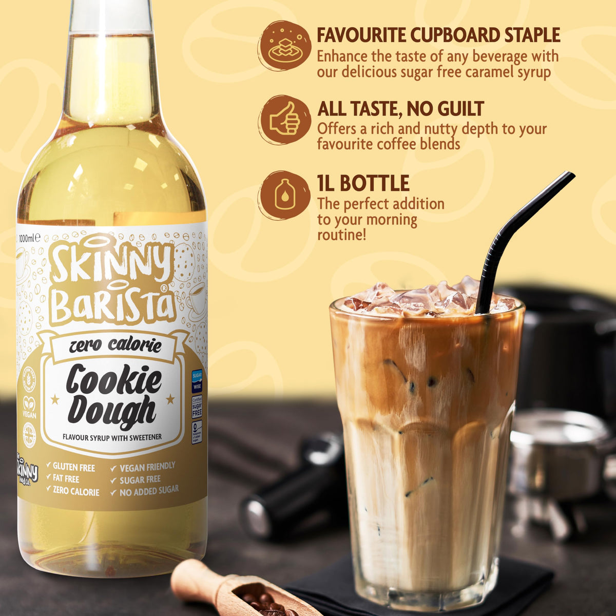 Skinny Food Co Butterscotch Syrup Zero Calorie 1L - Sugar Free Coffee Syrup