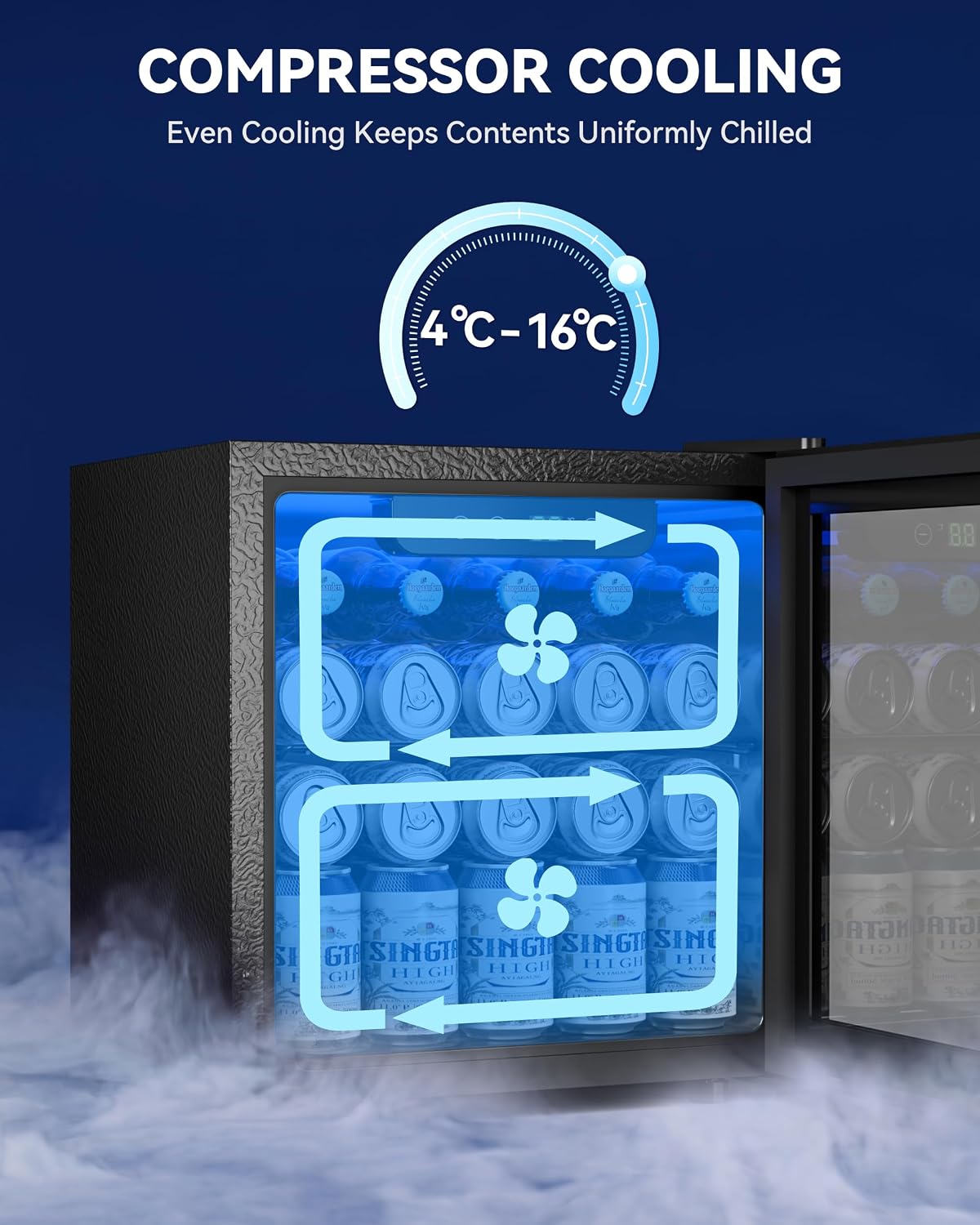 JUMMICO Compressor Beverage Cooler 36L 4-16°C Digital Display Black