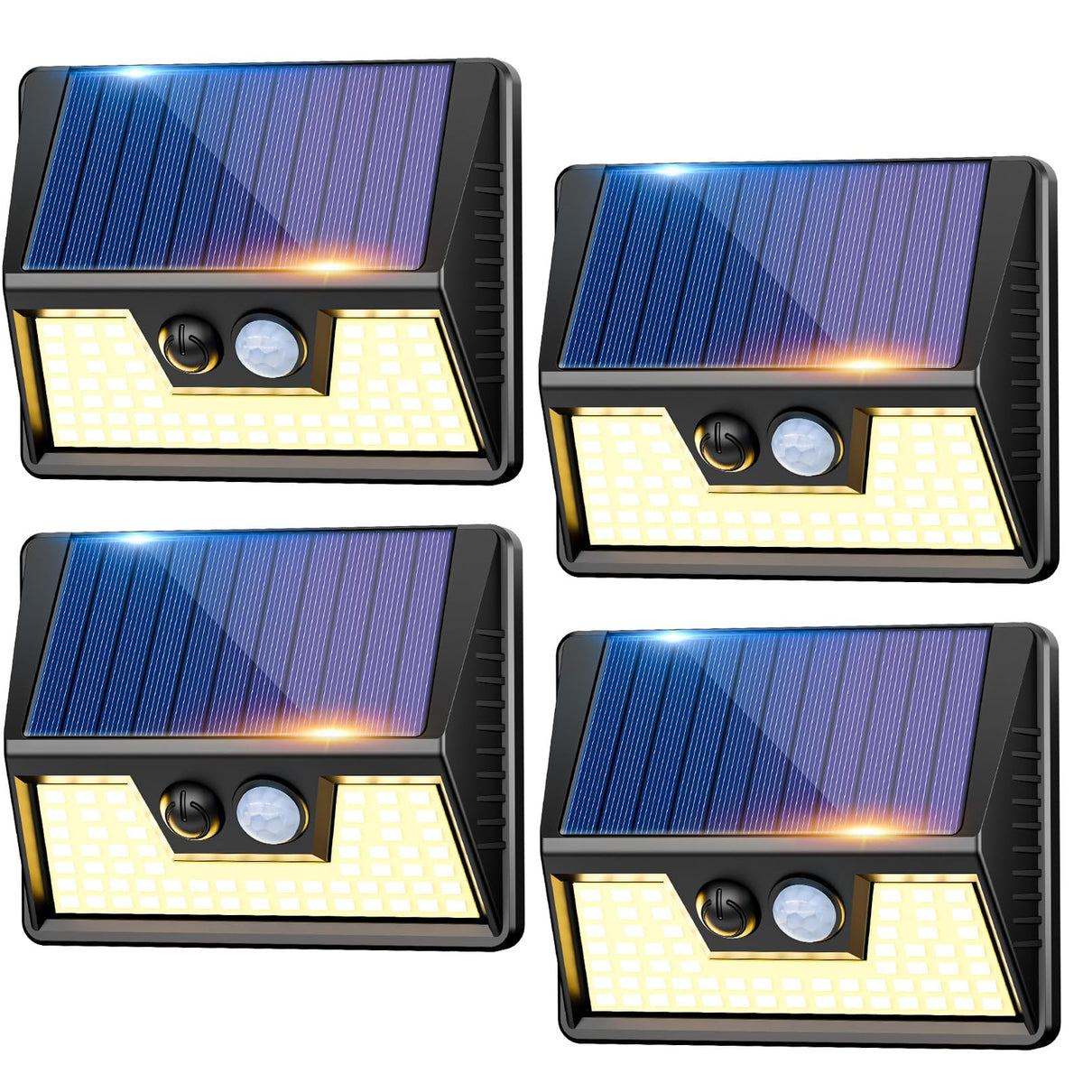 vighep Solar Security Lights Outdoor Motion Sensor, White 318LED Led Solar Powered Light with 3 Lighting Modes, IP65 Waterproof Wireless Pir Wall Light for Outside Garden Fence Yard-Warm White