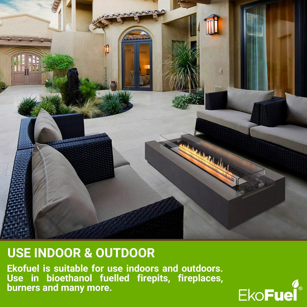 EKOFUEL (12 x 1 Litre) Premium Bioethanol Fuel – Liquid Fuel for Fires Pits, Fireplace | High Purity Clean Burning Bio | Indoor & Outdoor Ethanol Fuel