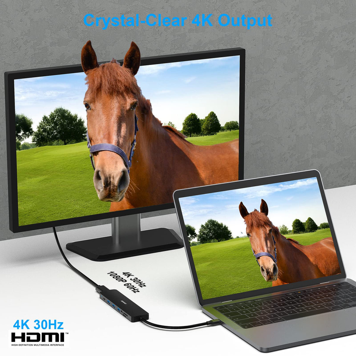 BENFEI USB-C Hub 5-in-1 with 4K HDMI, 3 USB-A 3.2 GEN2 10Gbps, 100W PD, Silicone Woven Cable, Aluminum Case, Compatible with MacBook, iPad, iPhone 15/16 Series