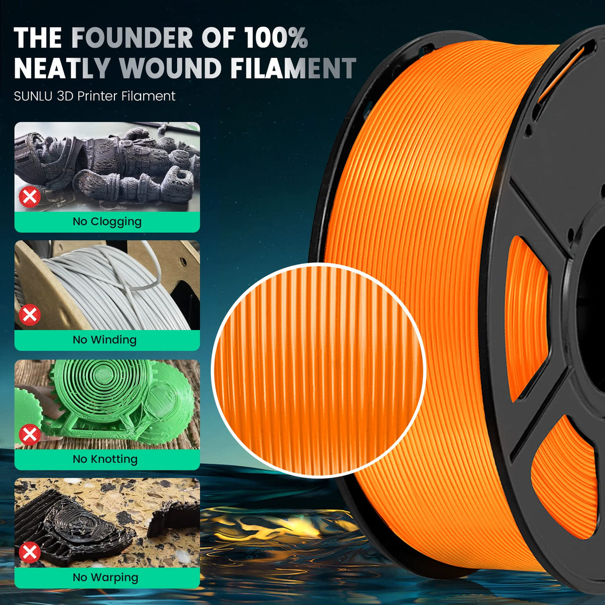 SUNLU Premium PLA+ Filament 1.75mm, Enhanced Durability and High Strength