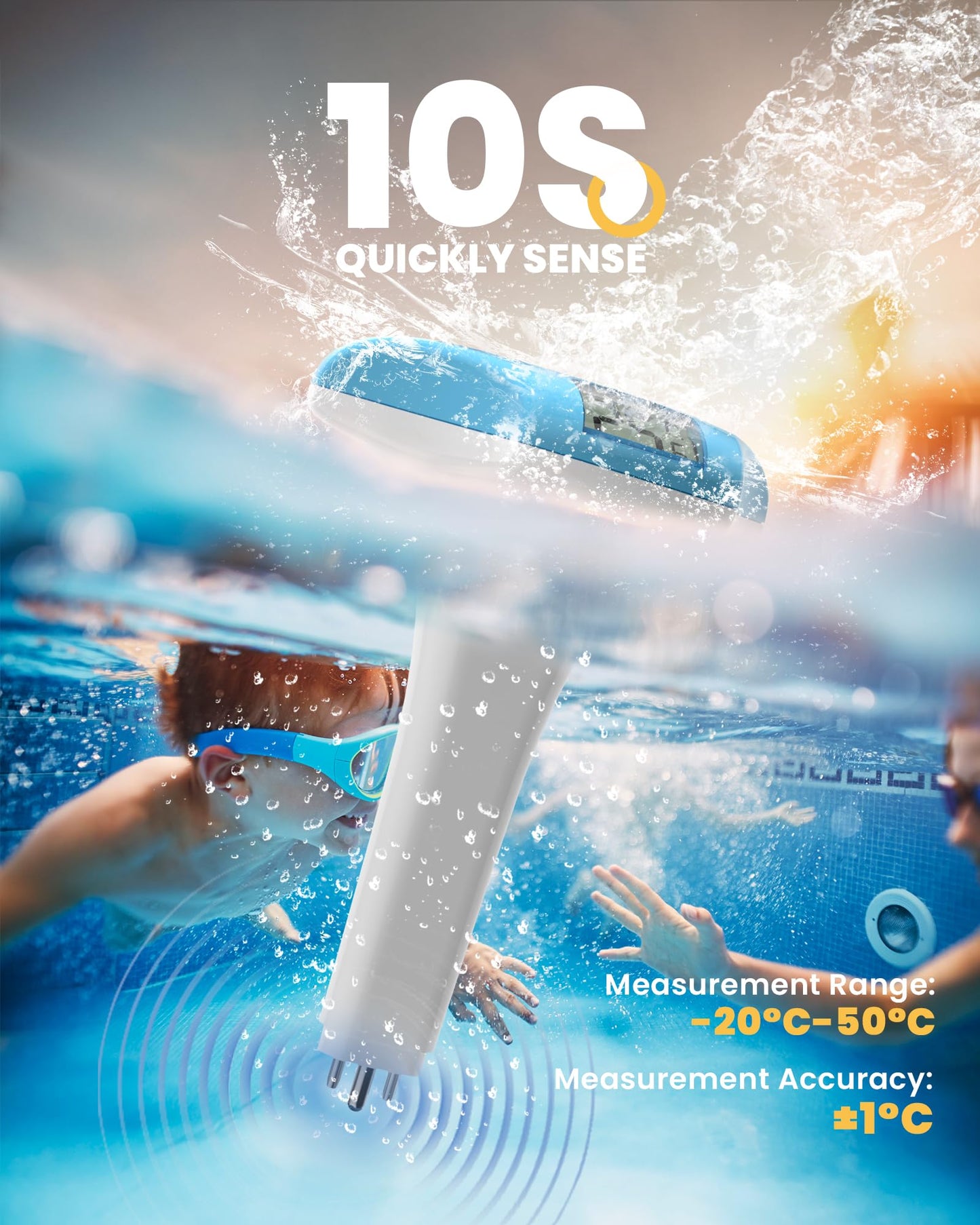 BALDR Solar Pool Thermometer Floating, with LCD Large Digital Display Easy to Read,IPX-8 Waterproof&Environment-Friendly Water Temperature Thermometer Suit for Swimming Pool, Ice Bath, Jacuzzi Hot Tub