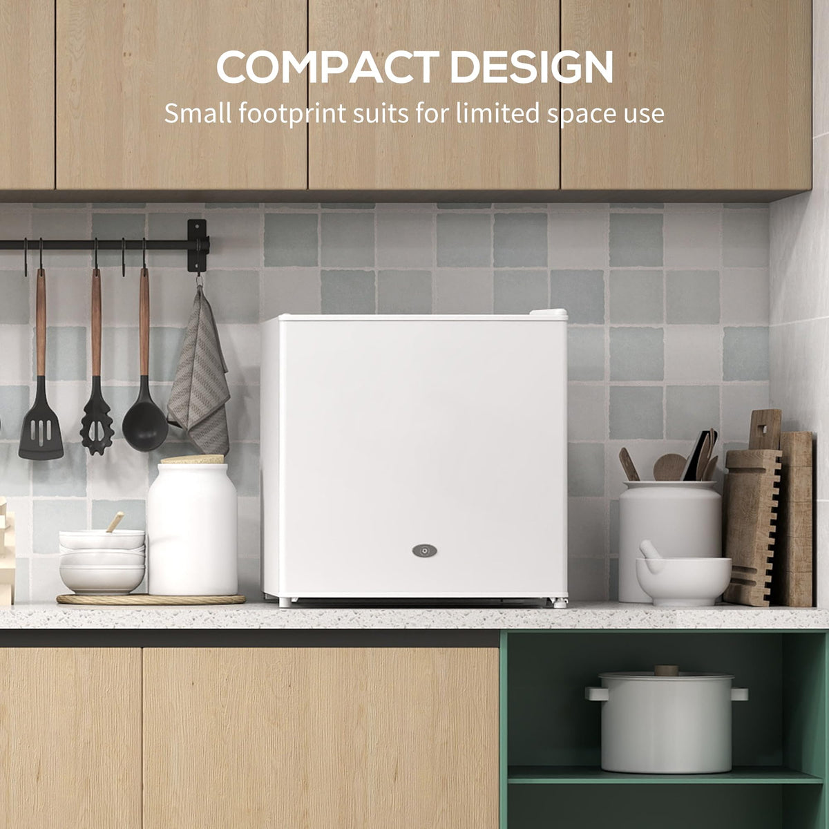 HOMCOM Tabletop Mini Freezer, 35L Capacity, Reversible Door, Silver Tone