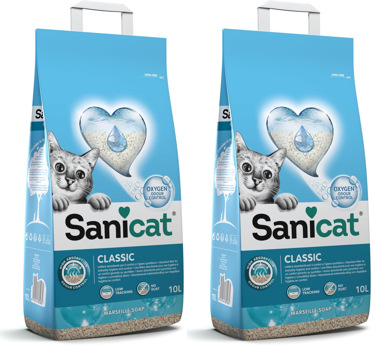 Sanicat - Classic Marseille soap scented cat litter Fast absorption product for your pet’s hygiene | No dust | Keep Your Home Clean | 10L capacity