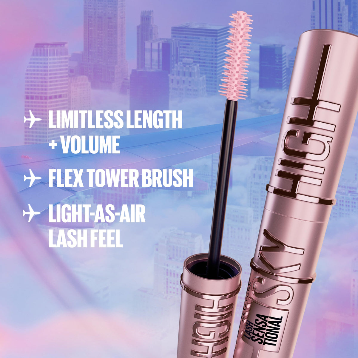 Maybelline Mascara, Lash Sensational Sky High Volumizing Thickening, Black