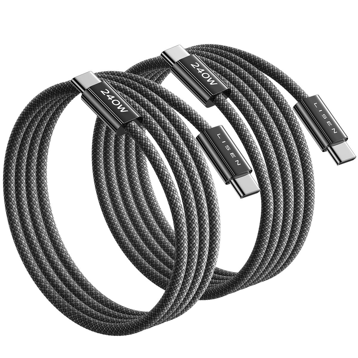 LISEN 240W USB C to USB C Cable 2-Pack, 2m USB C Charger Cable Fast Charger