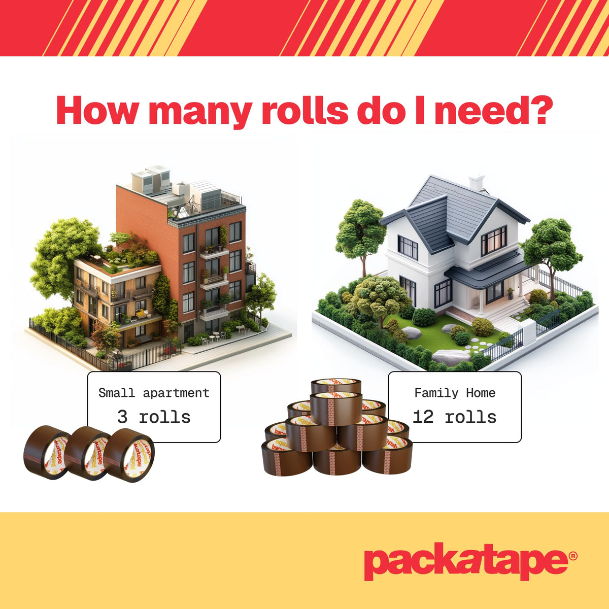 Packatape - 6 Rolls Per Pack 48MM x 66M Brown Packaging Tape for Parcels and Boxes. This 6 rolls pack of Heavy Duty Brown Packing Tape Provides a Strong, Secure and Sticky Seal for your Boxes