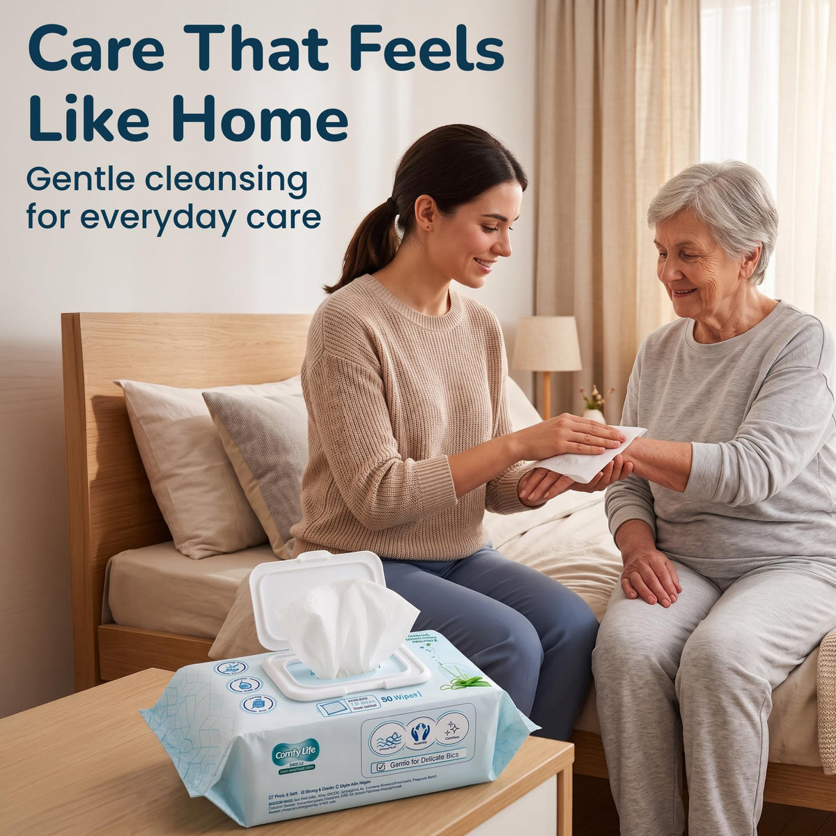 Comfy Life Premium Full Body Cleansing Wet Wipes For Adults - Large Luxury Fresh-feel Rinse-free Fragrance-free Bed Bath Incontinence Hygiene Intimate-care Soft Sheets (4 Pack (320 Wipes)