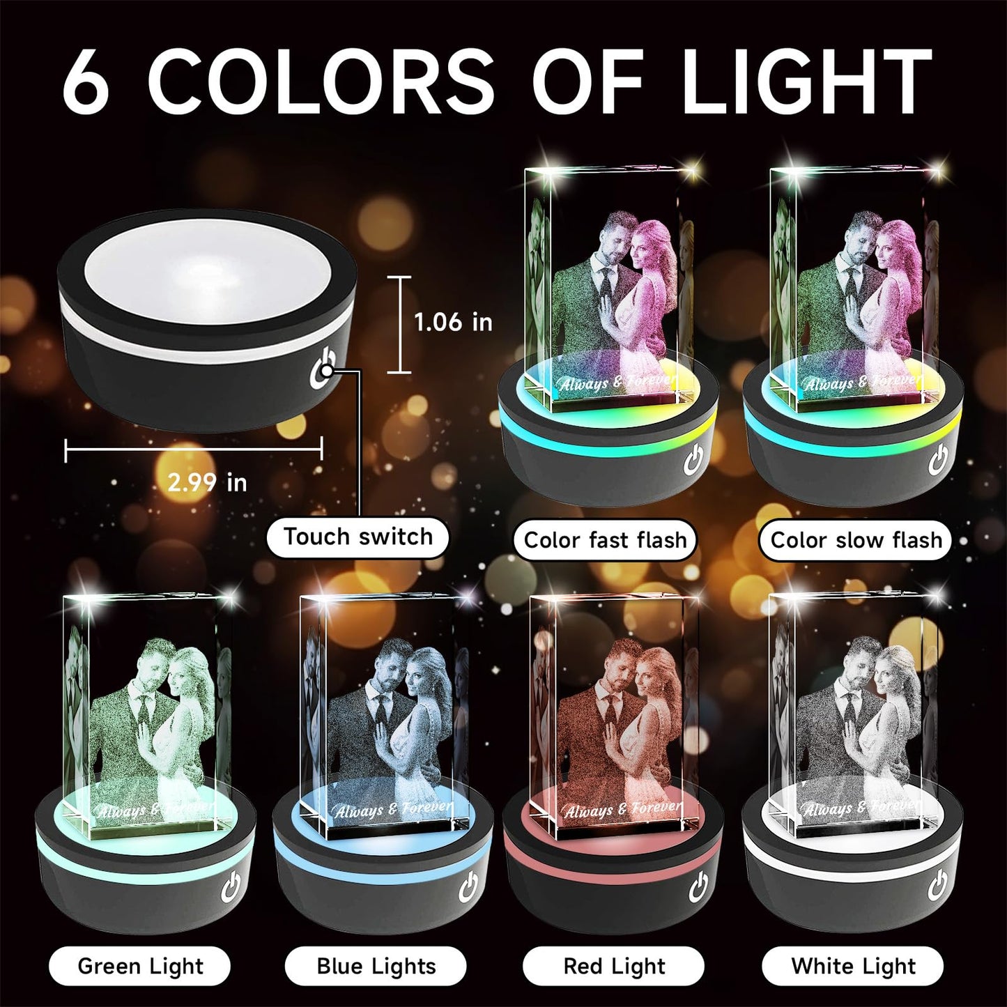 Personalised 3D Crystal Photo Gift, Custom Gifts with 3D Laser Etched, Engraved Inside the Crystal Using Your Photo Customized Memorial Custom Mother’s Day Picture Gift (Cuboid)