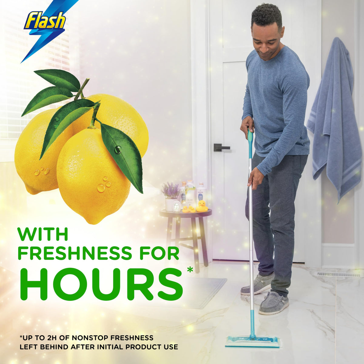 Flash Speedmop Wet Mop Floor Cleaner Starter Kit 1 Mop, 6 Wet Lemon Refills