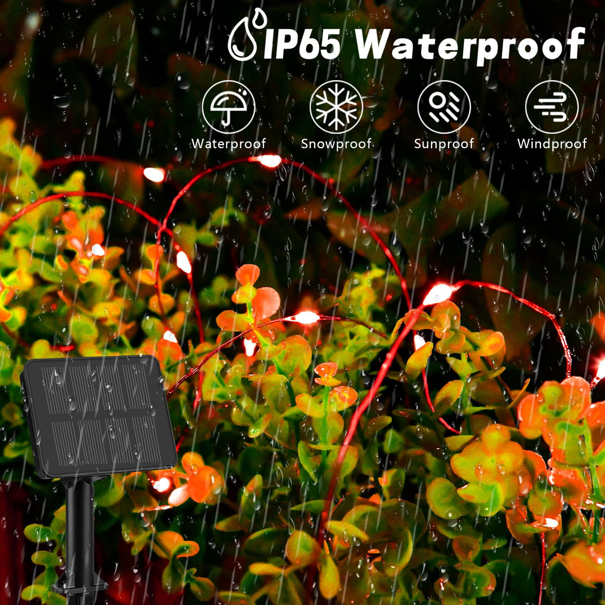 Gcstnn Garden Solar Lights Outdoor, 5M 50 LED Solar Fairy Lights, Copper Wire 8 Modes Waterproof String Lights for Yard, Christmas Tree, Bedroom, Gate, Indoor/Outside Decorations(Orange)
