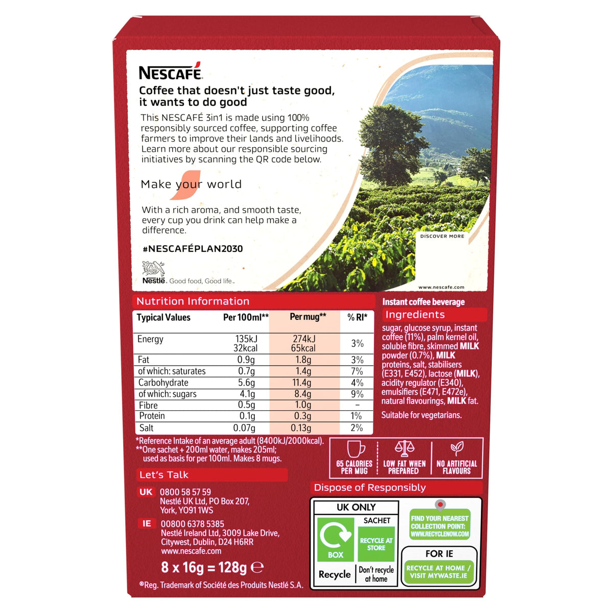 Nescafé 3in1 Original Coffee Sachets 12 x 16g | Pack of 1