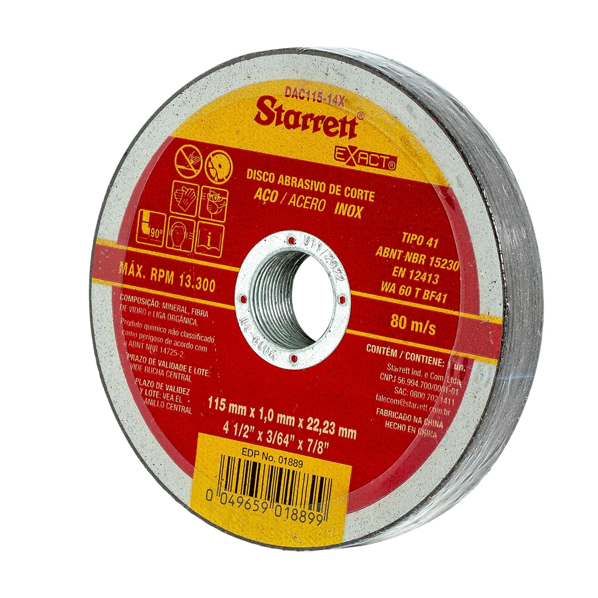Starrett Angle Grinder Cutting & Slitting Discs - Pack of 12 - For Stainless Steel, Metals & Plastics - 115 x 1mm with 22.23mm Bore - 4.5" Cut-Off Wheel