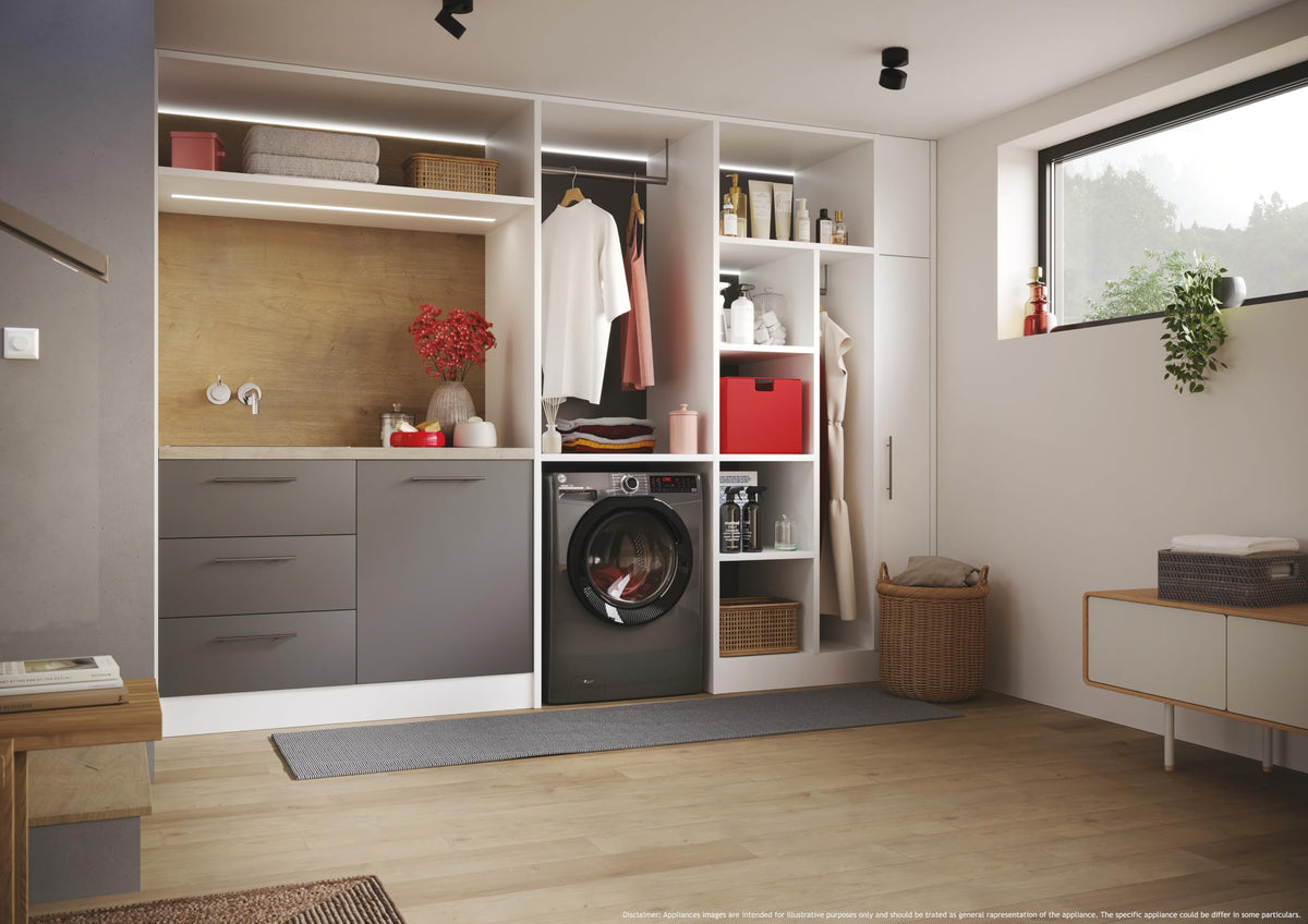 Hoover H-WASH 350 9kg Freestanding Washing Machine, 1400 RPM, A Rated, ECO-Power Inverter Motor, hOn App, 60 Programmes, Eco Doser, Power Care System, White, 60x53x85 cm - H3WPS496TAMB6-80