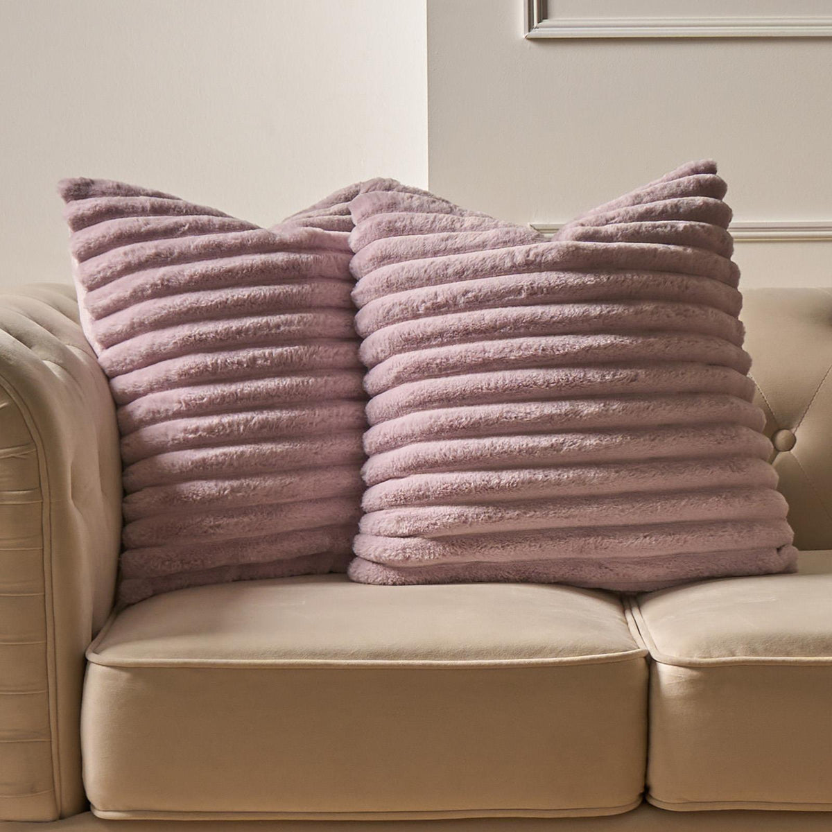 OHS Thick Rib Cushion Covers Faux Fur Soft Fleece Square Pillowcases Home Decor