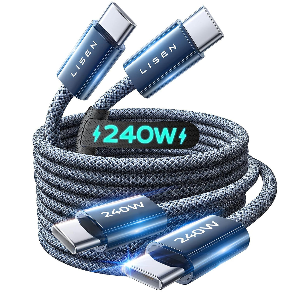 LISEN 240W USB C to USB C Cable 2-Pack, 2m USB C Charger Cable Fast Charger