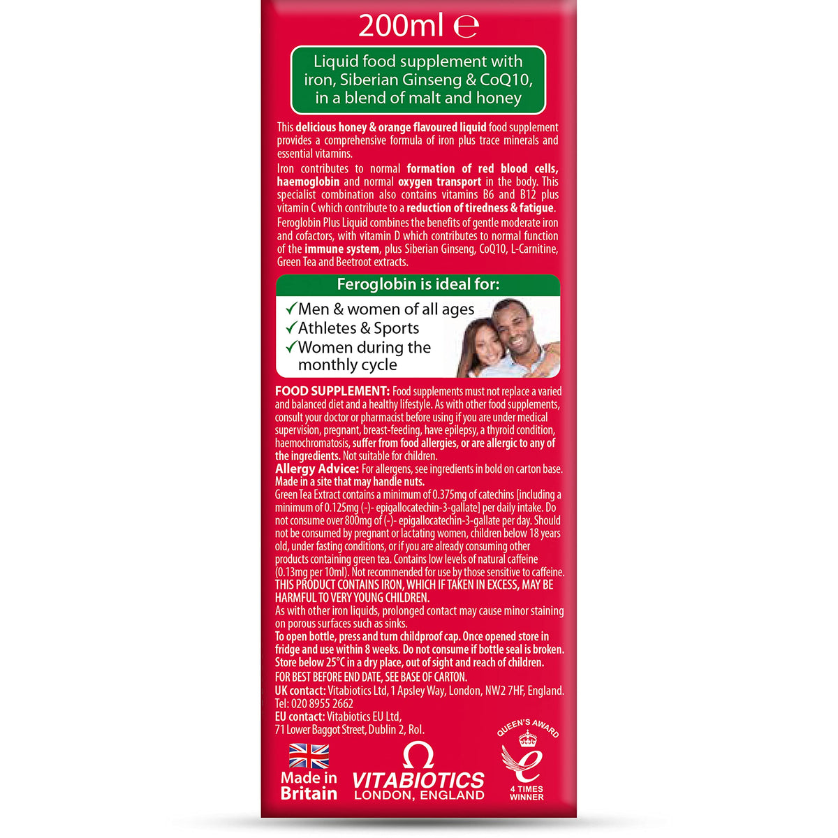 Feroglobin Iron Supplement Capsules Support Iron Defficiency, Anemia and Blood Formation, Boost Energy, Immunity and Vitality While reducing Fatigue and Tiredness