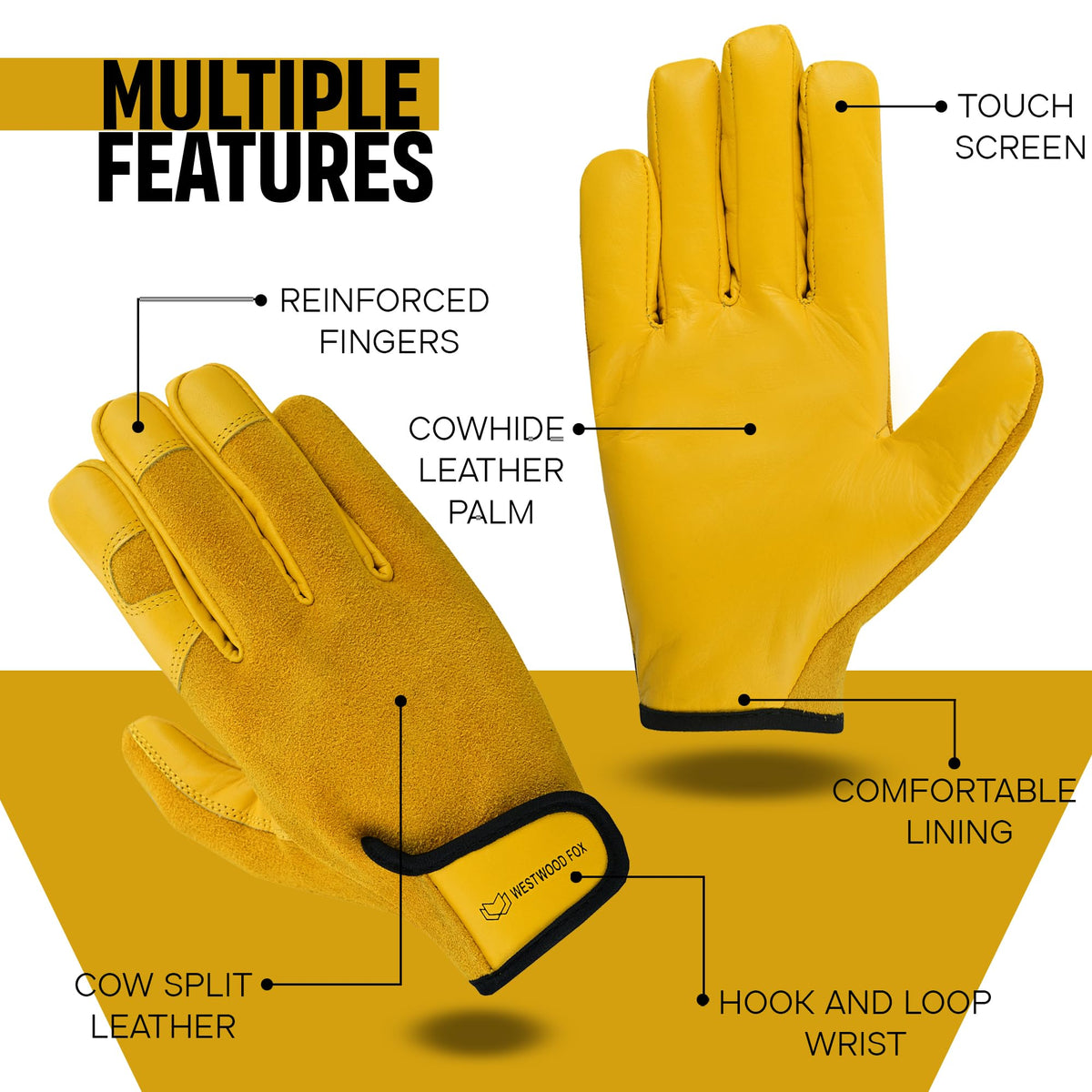 WESTWOOD FOX Ladies/Mens Leather Gardening Gloves Thorn Proof Rigger Garden work gloves, Safety Working Gloves, Premium Quality (Orange, S)
