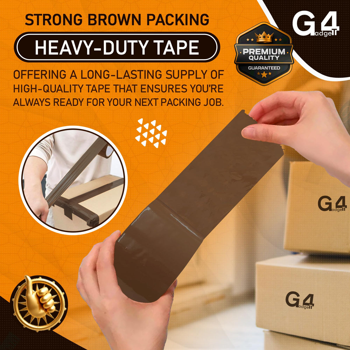 G4GADGET Pack of 3 Clear Packing Tape - Heavy Duty Transparent Tape 48mm x 66m - Ideal for Moving, Packing Boxes, and Secure Packaging