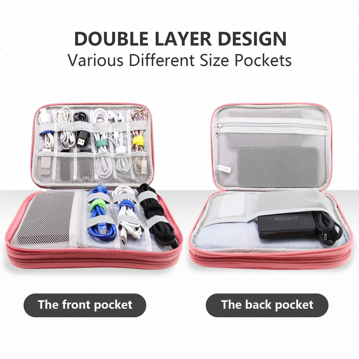 Teskyer Travel Cable Organiser Bag, Travel Essential, Dark Green