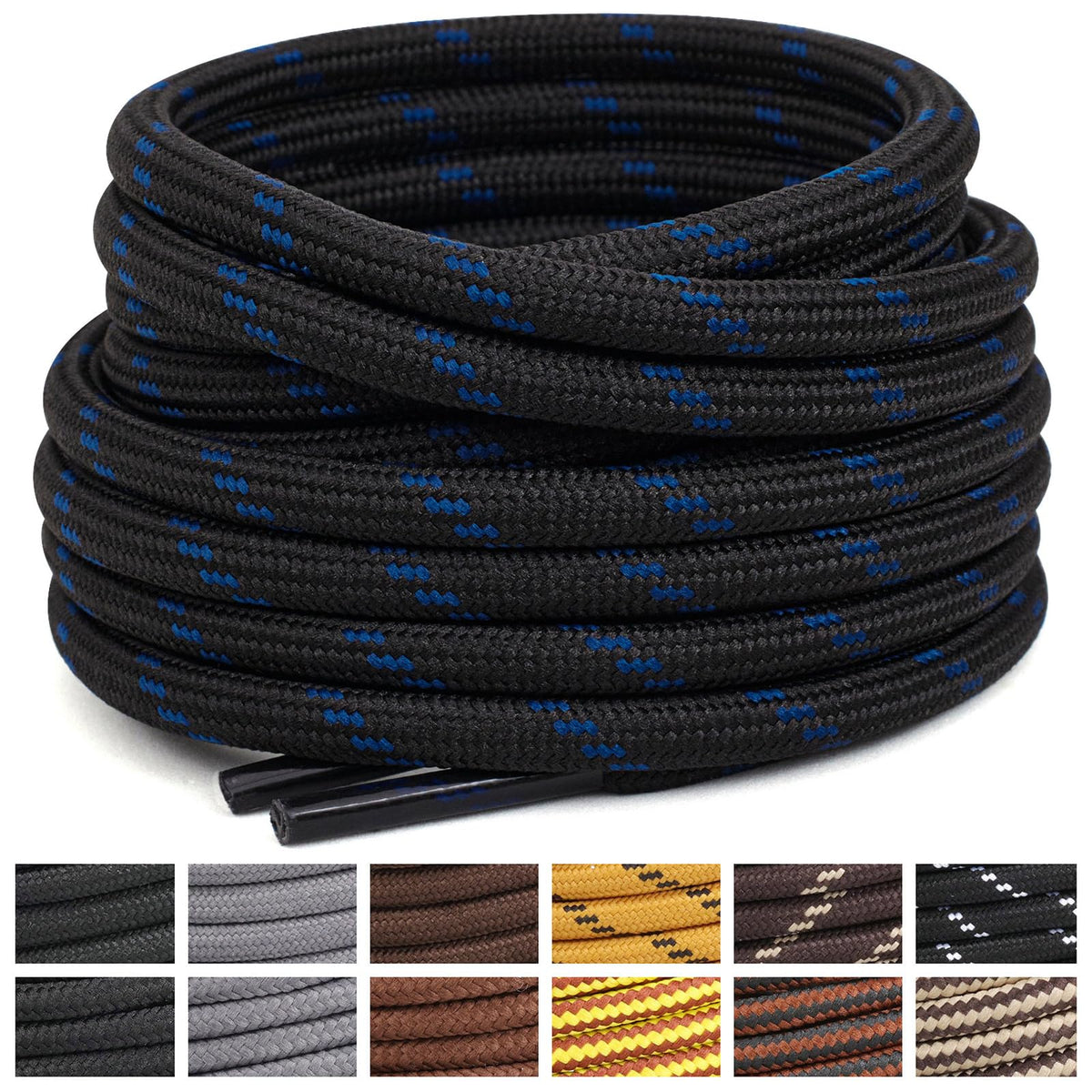 Stepace 2 Pairs Round Heavy Duty Boot Laces for Hiking and Work Boots